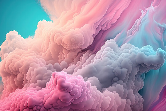 Colorful cotton candy in pink and blue color. Generative background