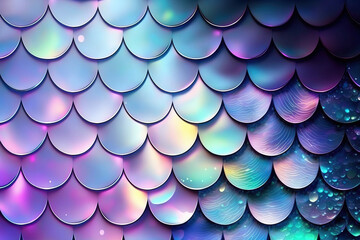 Holographic mermaid scales background. Neon light trendy design. Ai generative © WhataWin