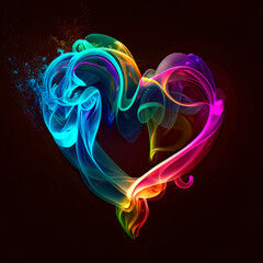 colorful smoke heart, ai generation