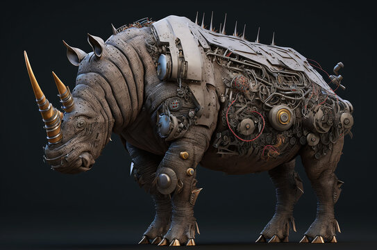 A massive and fearsome cyborg rhinoceros