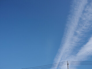 青空と連なる雲。東京の冬空。 - obrazy, fototapety, plakaty