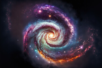 Spiral Galaxy. Space with stars generative AI background