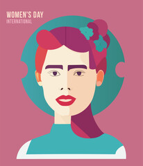 International woman's day card. ethnic women portrait