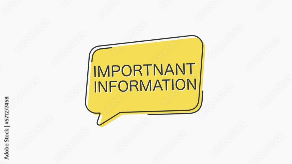 Poster yellow speech bubble icon with text important information isolated on white background. megaphone wi