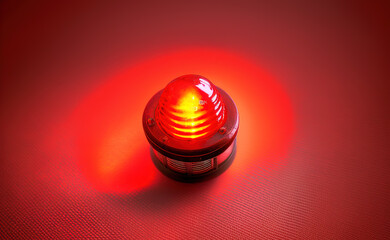 Red glowing alarm siren. The concept of an emergency. AI generated