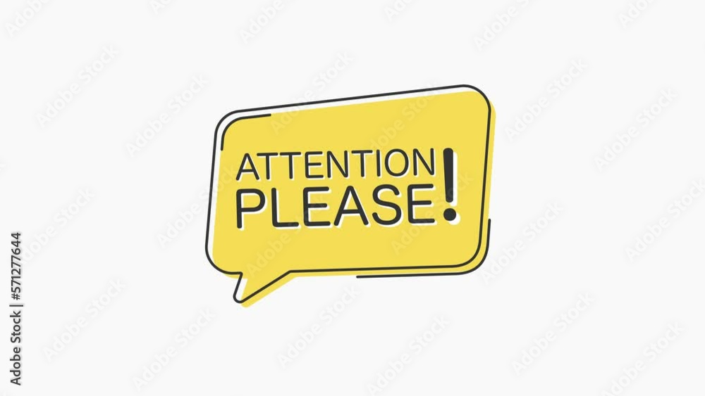 Poster yellow speech bubble icon with text attention please isolated on white background. megaphone with sp