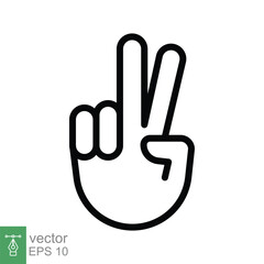 Fototapeta premium Hand gesture V sign for victory or peace line icon. Simple outline style for apps and websites. Vector illustration on white background. EPS 10.
