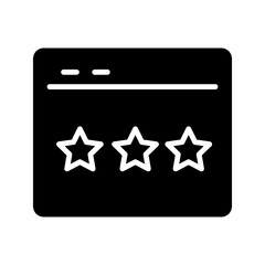 Solid black SEO website rating review vector icon illustration