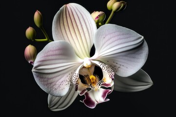 Fototapeta na wymiar Orchid flower on black, Generative AI