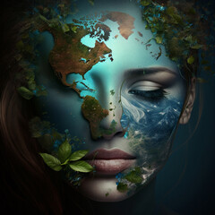 girl symbolizing the planet earth