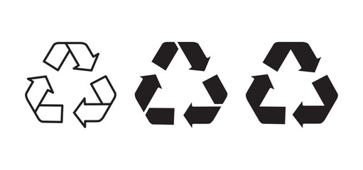 Recycle Symbol Flat Line Glyph Vector Icon Set