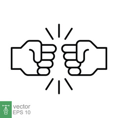 Fist bump line icon. Bro fist bump or power five pound outline style for apps and websites. Hand brother respect, impact, and handshake. Vector illustration on white background. EPS 10.