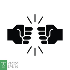 Fototapeta premium Fist bump glyph icon. Bro fist bump or power five pound solid style for apps and websites. Hand brother respect, impact, and handshake. Vector illustration on white background. EPS 10.