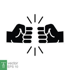 Fist bump glyph icon. Bro fist bump or power five pound solid style for apps and websites. Hand brother respect, impact, and handshake. Vector illustration on white background. EPS 10.