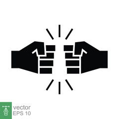 Fist bump glyph icon. Bro fist bump or power five pound solid style for apps and websites. Hand brother respect, impact, and handshake. Vector illustration on white background. EPS 10.