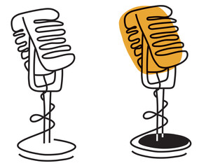 vector radio vintage microphone outline illustration icon - 571280879