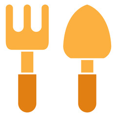 pitchfork and shovel. gardening equipment