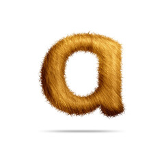 Small alphabet letter a design with golden fur texture