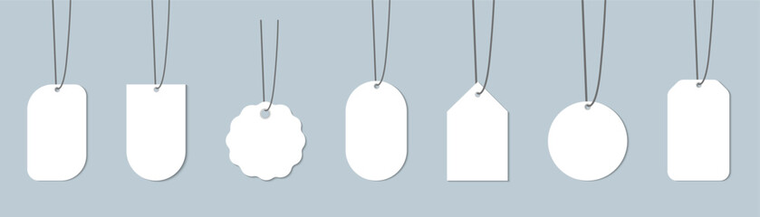 Set of paper price tags. Blank sale sticker