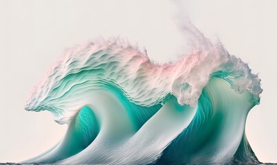 Creative concept of powerful water, strong high powerful wave of blue color. Refracting water. Isolated water power landscape. Generative AI. - obrazy, fototapety, plakaty