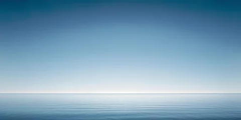 Foto auf Alu-Dibond Nature, landscape, rest, blue horizon, merging of clear sky and turquoise sea. Escape to the sea, clear coast. Generative AI. © Uncanny Valley