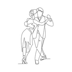 Dancing people vector illustration drawn in line art style