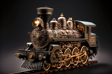 Obraz na płótnie Canvas Model steam locomotive. Fictional. Created with Generative AI technology.