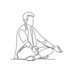 Man doing yoga drawn il line art style