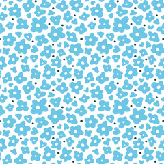 Pattern of small blue flowers. Seamless blossom vector image.
