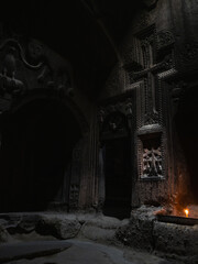 Geghard Monastery in Armenia. The Monastery of the spear, an architectural structure in the Kotayk region