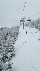 Skiing season on slope