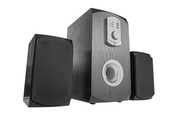 Three speaker isolated. Music and sound concept. png transparent