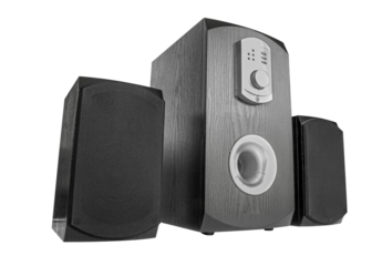 Three speaker isolated. Music and sound concept. png transparent
