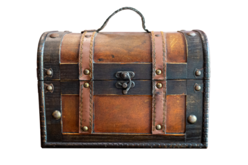 Old wooden chest isolated on white background. Clipping path included.