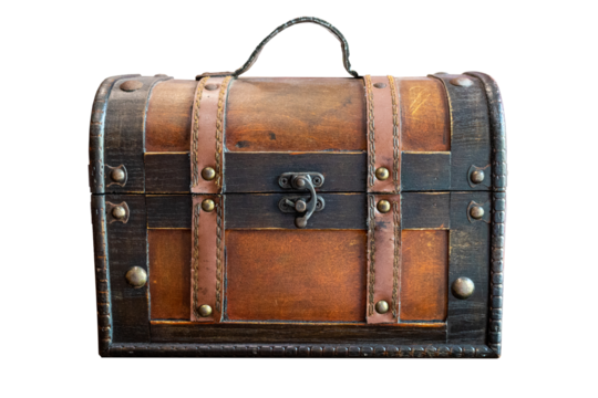 Old wooden chest isolated on white background. Clipping path included.