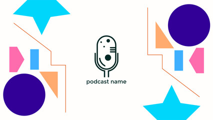 ABSTRACT TEMPLATE PODCAST MICROPHONE FLAT COLOR LIQUID DESIGN BACKGROUND VECTOR. GOOD FOR COVER DESIGN, BANNER, WEB,SOCIAL MEDIA