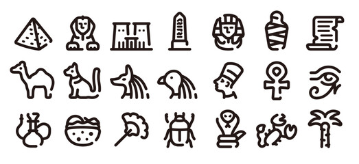 Fototapeta premium Egypt icon set (Soft bold line version)