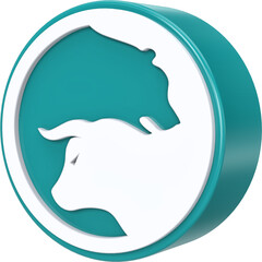 3d rendering of bull and bear 3d icon
