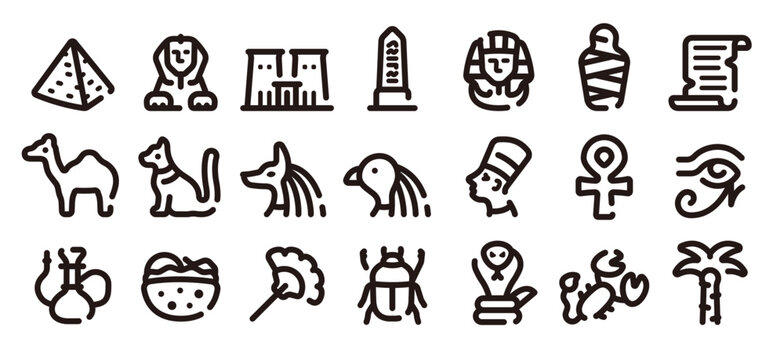 Egypt icon set (Soft bold line version)
