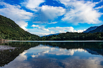Mountain landscape point of tourist interest Lake Tenno Trentino Italy