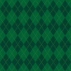 Argyle and plaid seamless pattern, set with emerald green. High quality precise seamless pattern. Vector illustration.