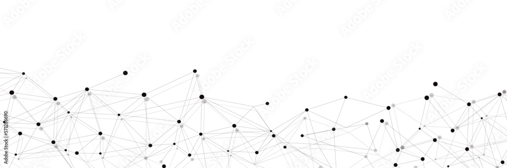 Wall mural black network. abstract connection on white background. network technology background with dots and 