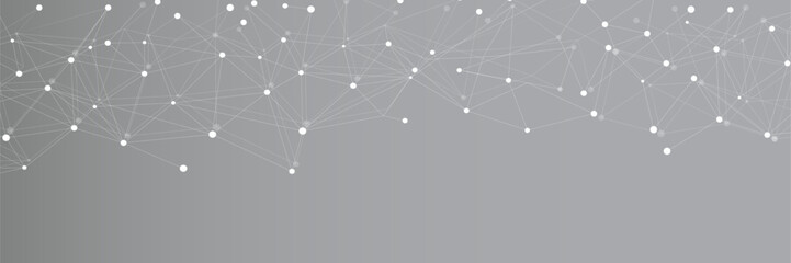 White network. Abstract connection on grey background. Network technology background with dots and lines for desktop. Ai system background. Abstract concept. Line background, network technology