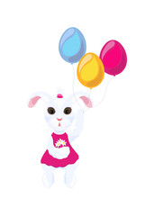 Easter Bunny with colorful balloons.