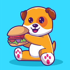 Cute Dog Is Eating Illustration