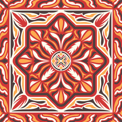 vector asian contemporary eight pointed star scarf pattern on red