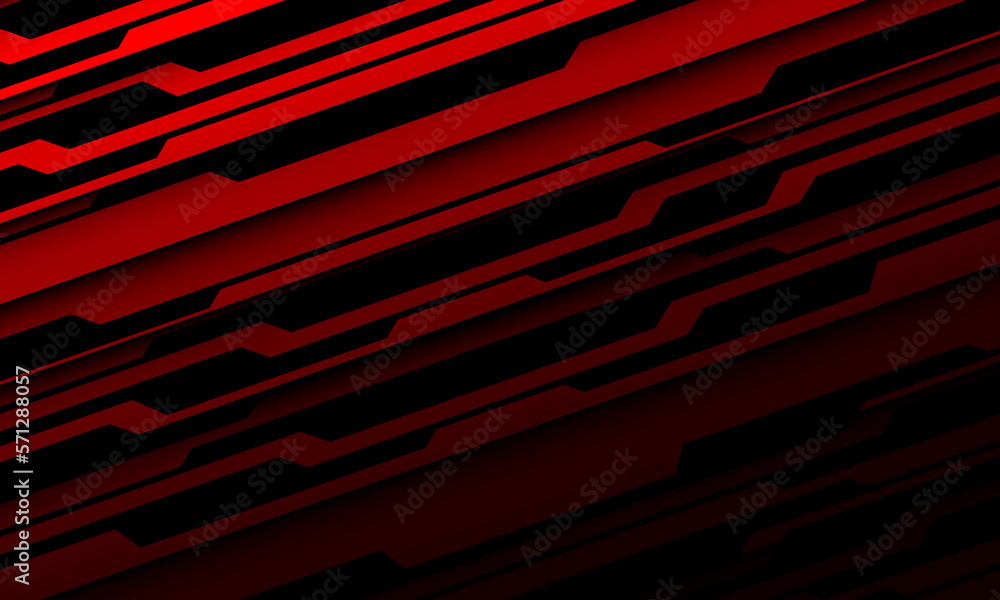Poster abstract black line cyber circuit dynamic slash on red design ultramodern futuristic technology back