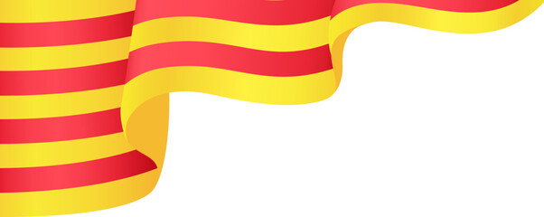 Catalonia flag wave isolated on png or transparent background