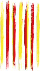 Catalonia flag with brush paint textured isolated  on png or transparent background