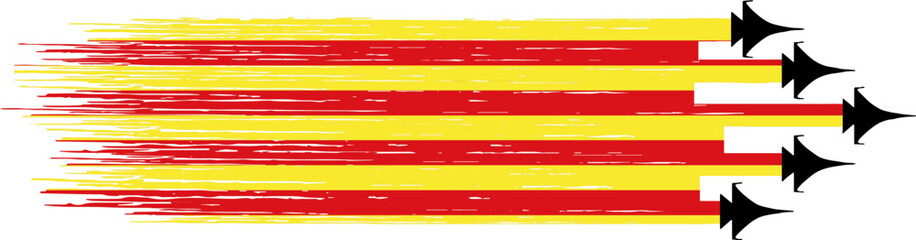 Fototapeta premium Catalonia flag with military fighter jets isolated background
